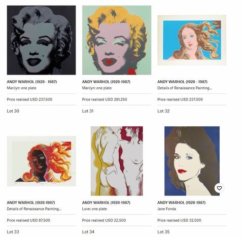 Andy Warhol silkscreens continue to fly at auction