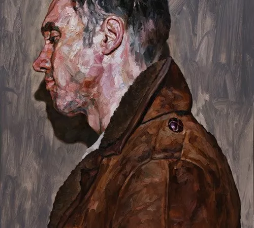 Man In A Brown Coat Under A Harsh Light 